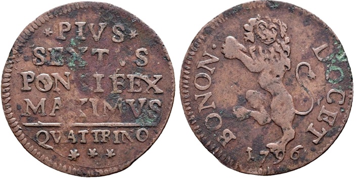 Pius VI 1796 Quattrino
